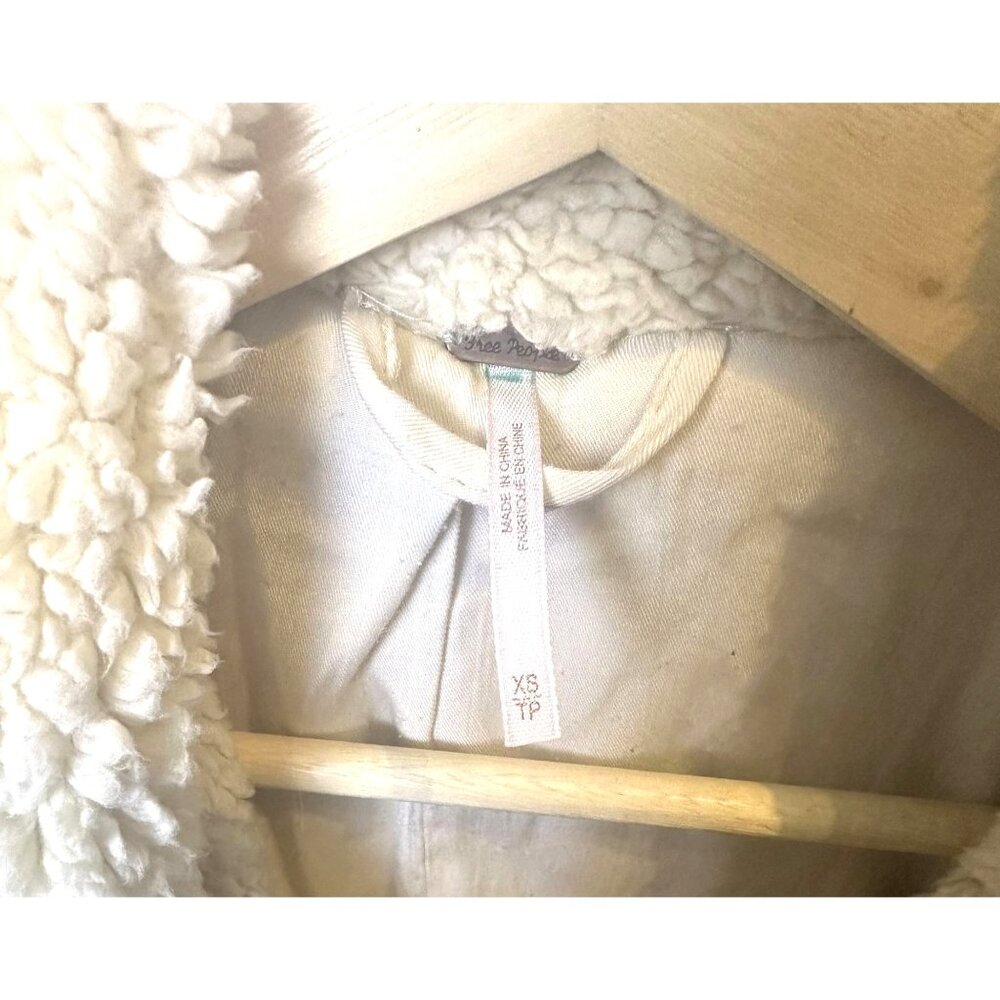 Free People Teddy Sherpa Pea Coat Oatmeal XS Cozy & Soft Double Breasted Jacket - Picture 8 of 11